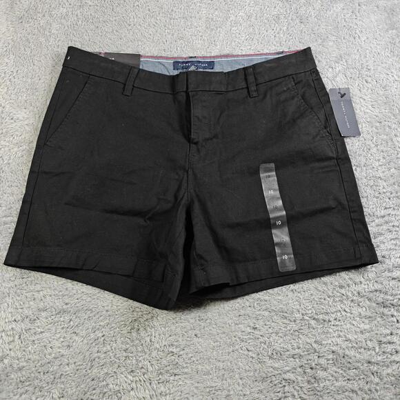 NWT Women's Tommy Hilfiger 5" Inseam Hollywood Black Twill Khaki Chino Shorts - Picture 1 of 4